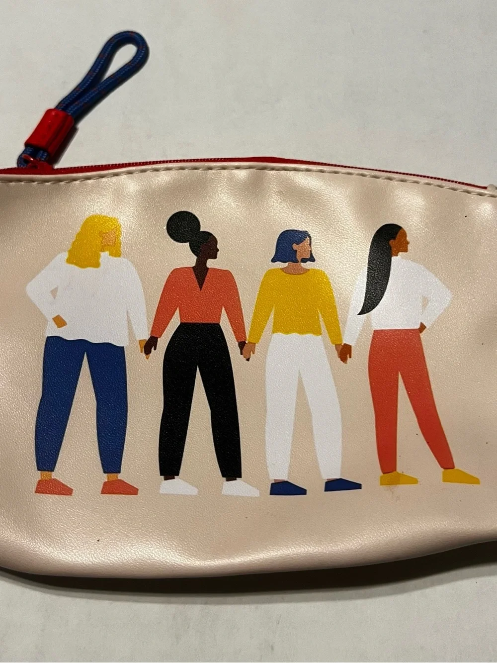 Women’s Graphic Pouch - Cream with Multicolor Illustration